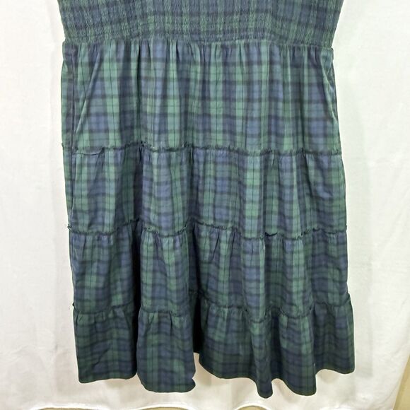 NEW Plus Size J.Crew Green Tartan Plaid Smocked Tiered Poplin Midi Dress Size 3X - Picture 8 of 11